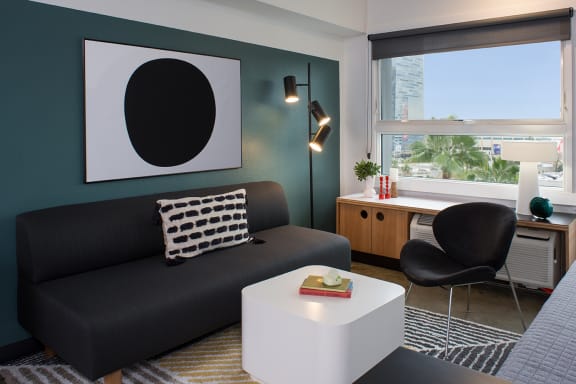 Living Area The Flat Apartments in Los Angeles, CA