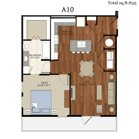 A10 Floor Plan at Abstract at Design District, Texas, 75207