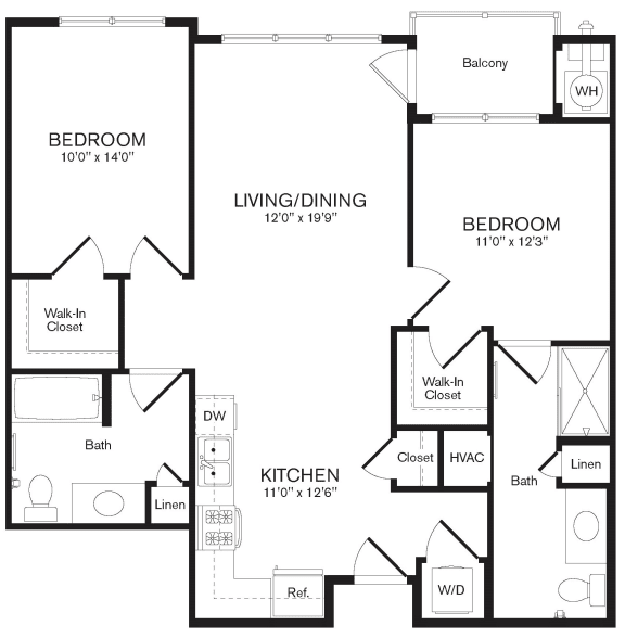 Ash Floor Plan | 1,049 Sq. Ft. at Heights at Glen Mills, Glen Mills, Pennsylvania