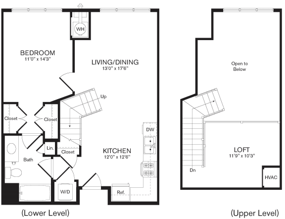 a floor plan of the Marigold one bedroom at Heights at Glen Mills, PA 19342