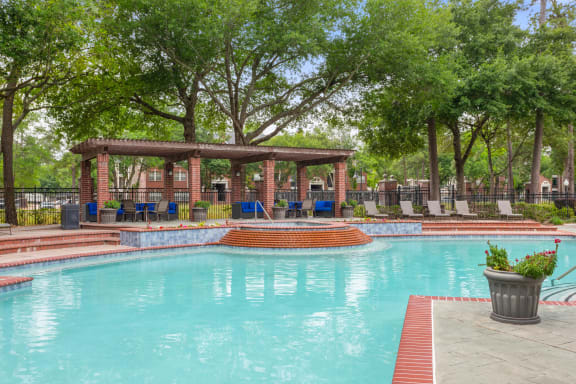 the swimming pool at the apartments for rent at Villages of Cypress Creek, Houston, Texas