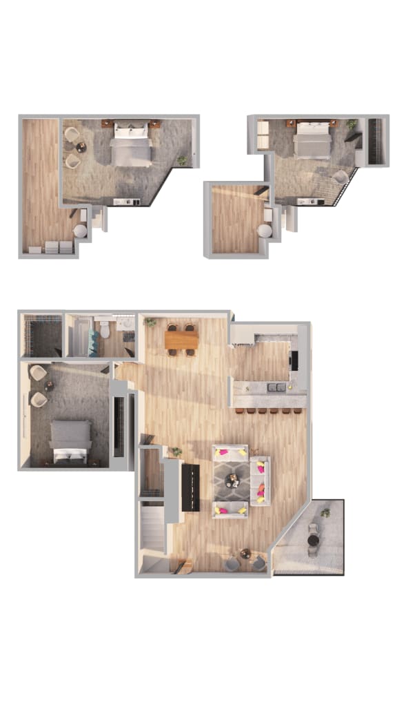 1 Bed  1 Bath Floor Plan | 1,418 Sq. Ft. at Ashford Belmar Apartments, Lakewood, 80226