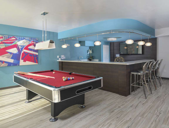 game lounge with pool table | District West Gables Apartments in West Miami, Florida