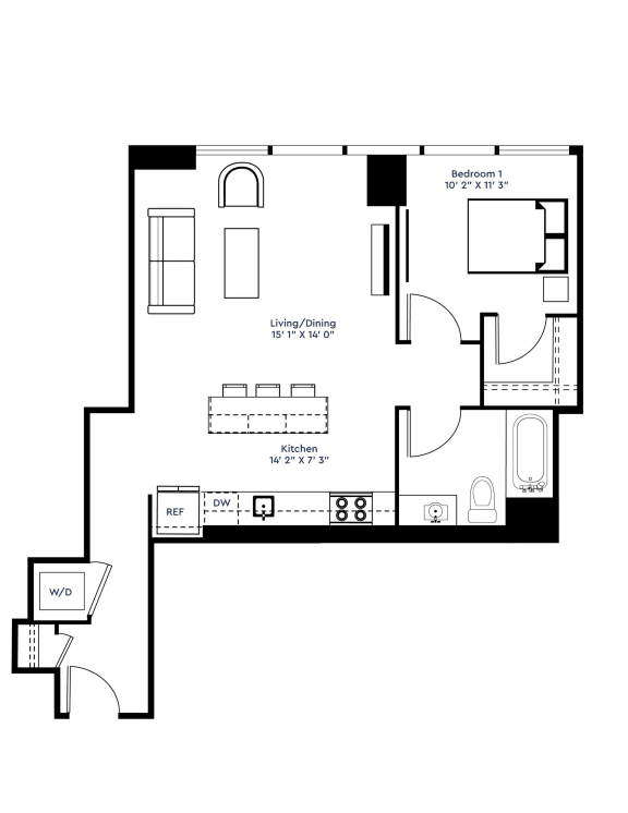 a floor plan of a house with a small footprint