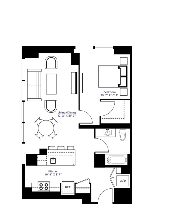 a floor plan of a house with a lot of furniture at The Grand Central, Chicago, IL 60607