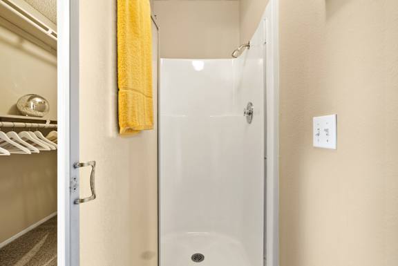 Primary bathroom shower at River Oaks, California