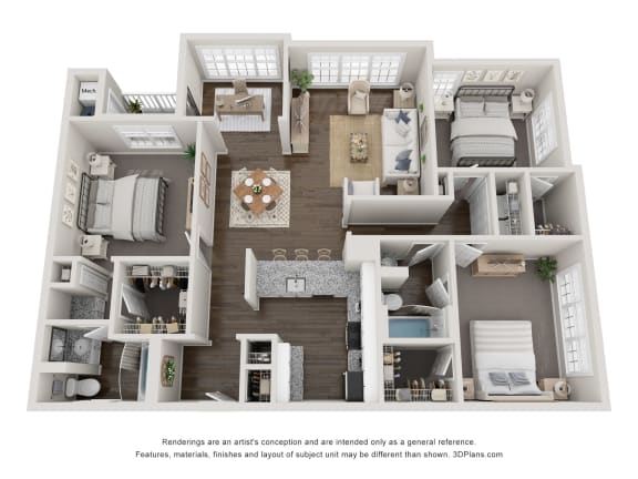 3 Bed 2 Bath Floor Plan | 1,462 Sq. Ft. at Willowest in Collier Hills in Atlanta, Georgia 30318