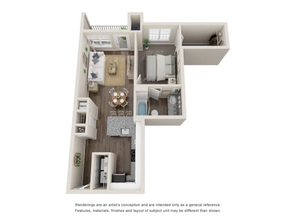 a floor plan of a 1 bedroom apartment