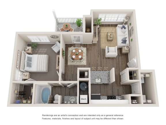 a floor plan of a 1 bedroom apartment