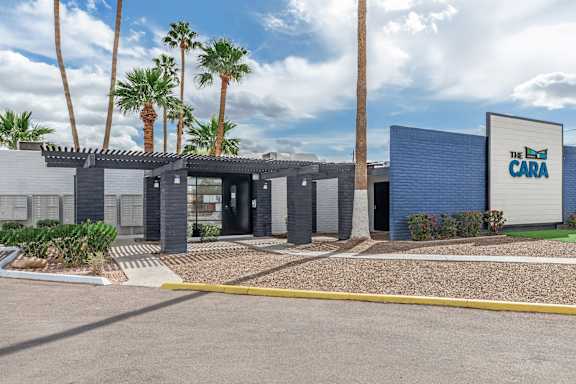 Building exterior at The Cara Apartments.