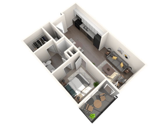 1 Bed Floor Plan 1 Bed Floor Plan at 2051 Apartments, Prescott, AZ