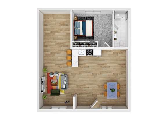 1 Bed Floorplan at Palm Villas, Arizona, 85257