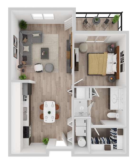 One bedroom Floor Plan at 2051 Apartments, Prescott, 86301