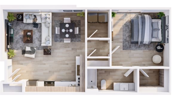 Floor Plan  One Bedroom, One Bath Floor Plan at 2051 Apartments, Prescott