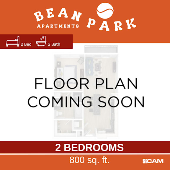 Floor Plan  A poster advertising Bean Park Apartments with a floor plan coming soon.