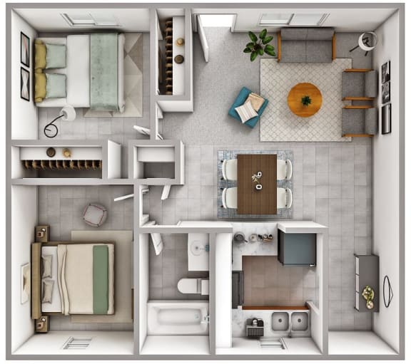 2 Bedroom 1 Bath Floor Plan at Allora Phoenix, Phoenix, AZ, 85021