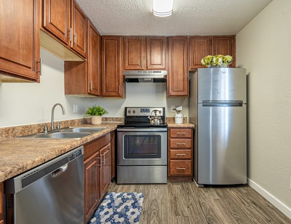 Apartment kitchen — representative home at Montecito Apartments.