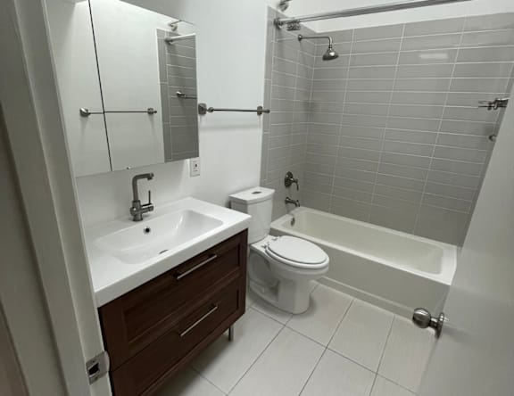 Apartment bathroom at Colter Apartments.