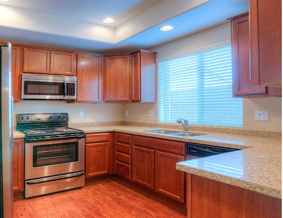 Apartment kitchen — representative home at Monterosa Villas.