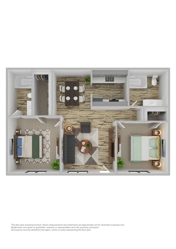 2 Bed 2 Bath Floor Plan at Gilbert Square Apartments, Mesa, 85203