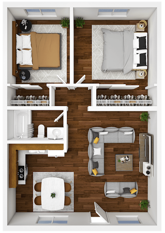 2 Bedroom Floor Plan at Foothills Court Apartments, Arizona