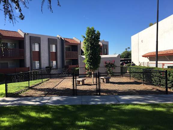 A sunny day at the courtyard of a residential area.