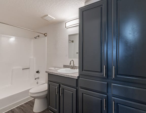 Apartment bathroom — representative home at Montecito Apartments.