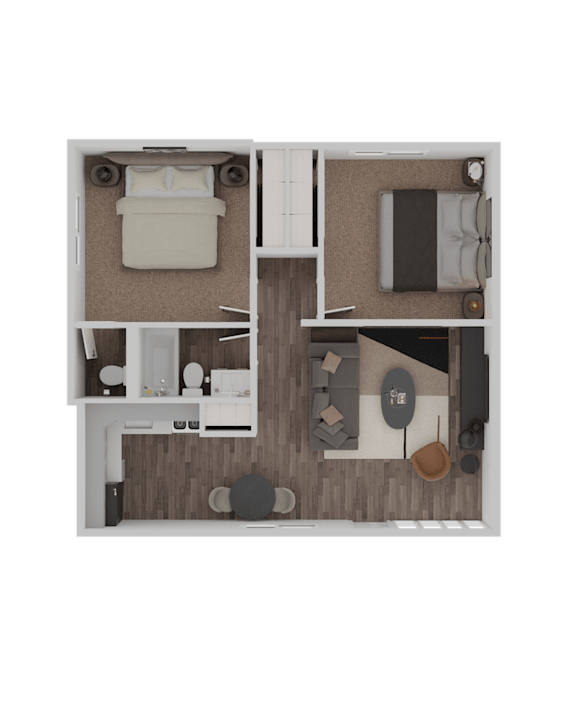 2 Bed Floorplan at Palm Villas, Scottsdale, 85257