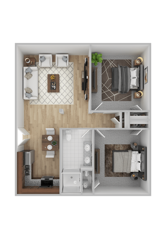 Floor Plan  2 Bedroom Floorplan at Palm Villas, Scottsdale, Arizona