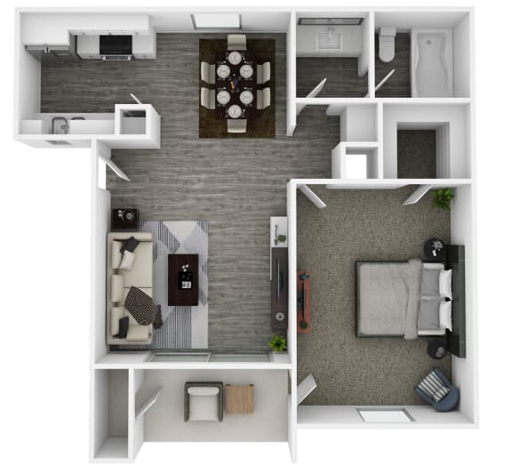 1 bed 1 bath floor plan at Spring Meadow Apartments, Arizona