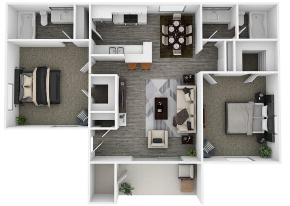2 bed 2 bath floor plan at Spring Meadow Apartments, Glendale, AZ, 85302