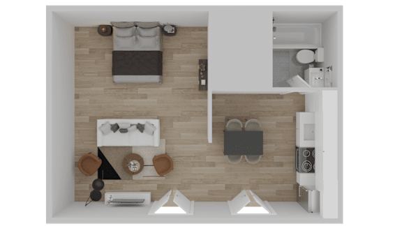 Floor Plan  1 Bedroom Floorplan at Palm Villas, Scottsdale, AZ, 85257