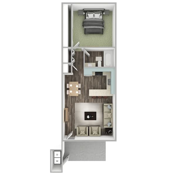 1 bed 1 bath floorplan with balcony at Tela Verde Apartment Homes, Glendale, Arizona