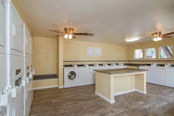 A laundry room with a washer and dryer.