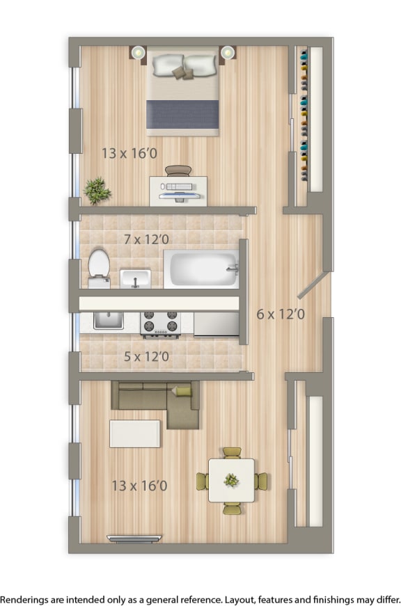 2701 Connecticut apartments 1 bedroom floor plan