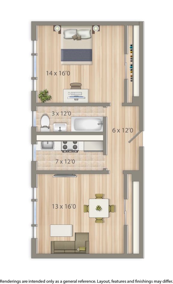 2701 Connecticut apartments 1 bedroom floor plan