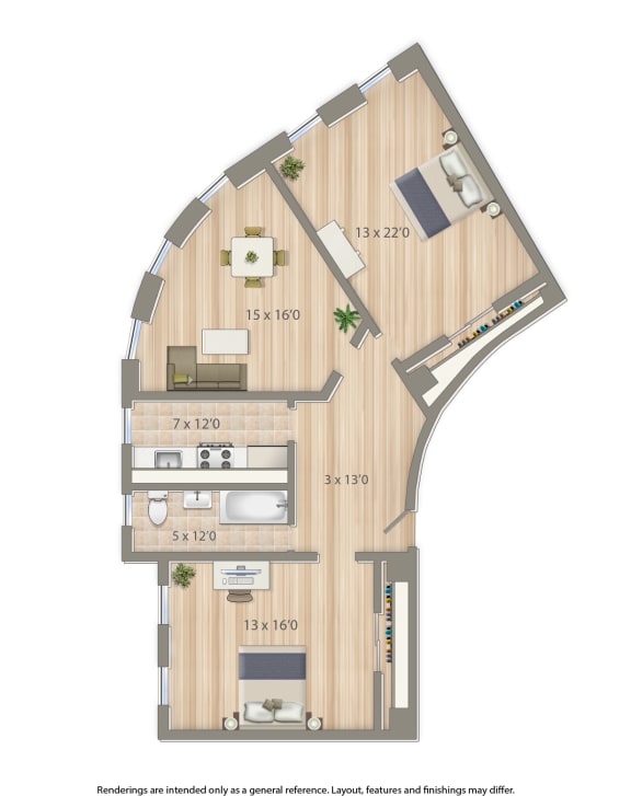 2701 Connecticut apartments 2 bedroom floor plan
