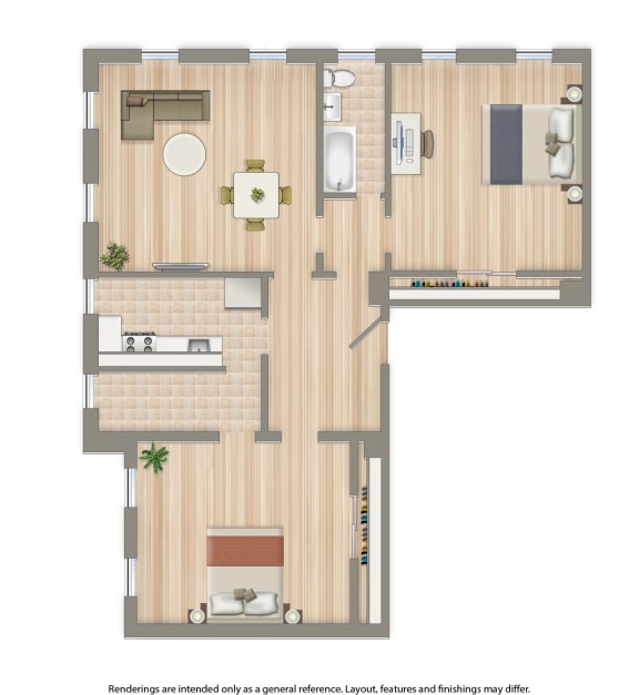 2701 Connecticut apartments 2 bedroom floor plan