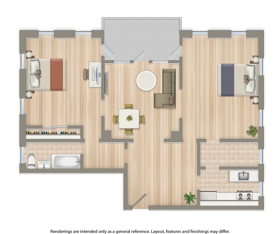2701 Connecticut apartments 2 bedroom floor plan
