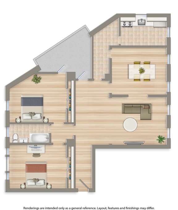 2701 Connecticut apartments 2 bedroom floor plan