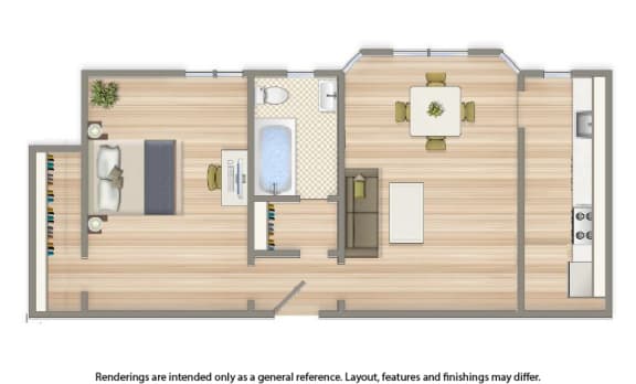the calverton apartments one bedroom floor plan
