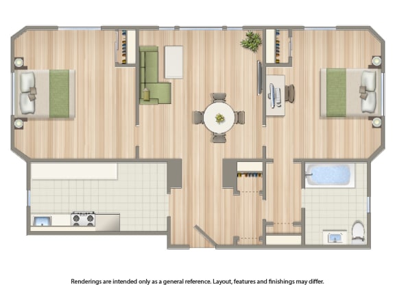 the calverton apartments two bedroom floor plan