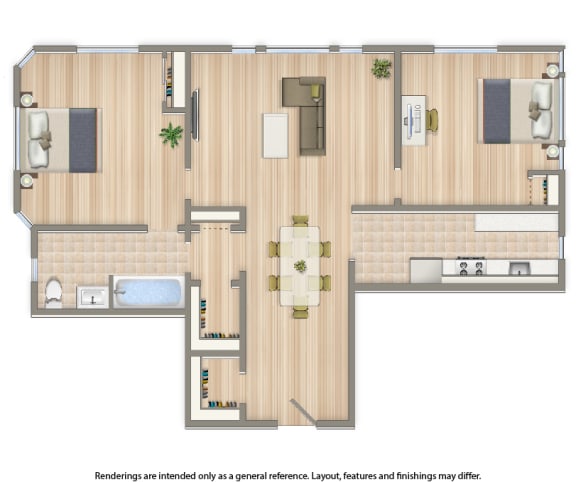 the calverton apartments two bedroom floor plan