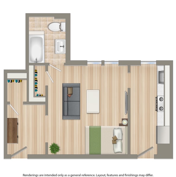 studio D floor plan for rent in washington dc
