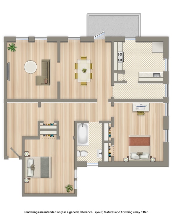 two bedroom floor plan at the cortland apartments in washington dc