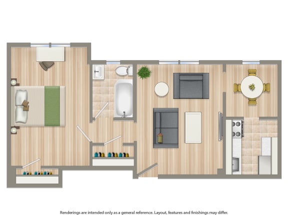 one bedroom apartment floor plan at meridian park apartments in washington dc
