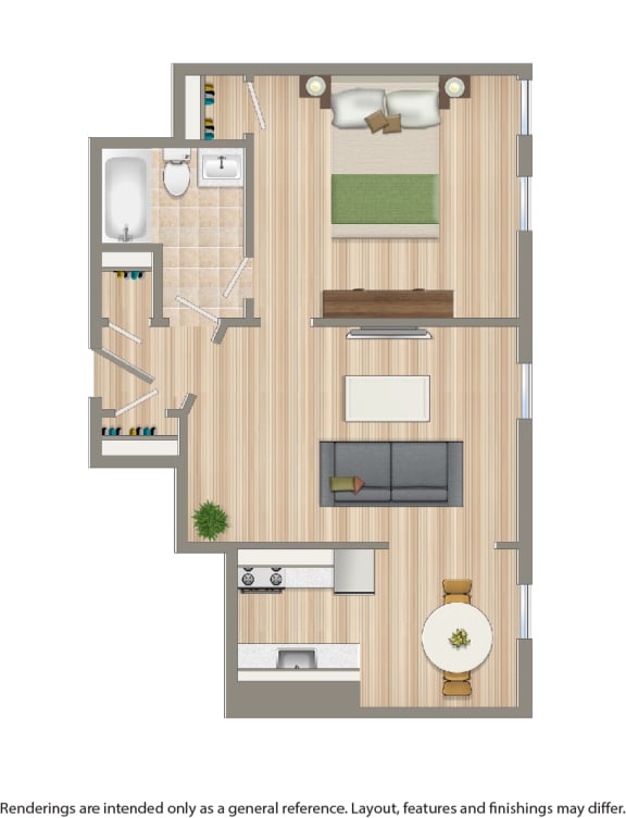 a floor plan of a house with a bedroom and a living room
