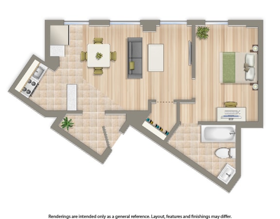 image of floor plan one bedroom a at wakefield hall in washington dc