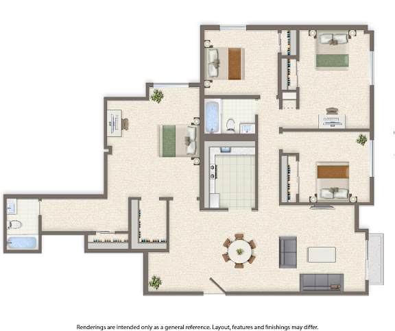 washington view four bedroom apartment floor plan