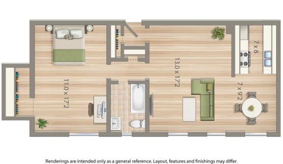 2800 woodley 1 bedroom apartment rendering in washington dc